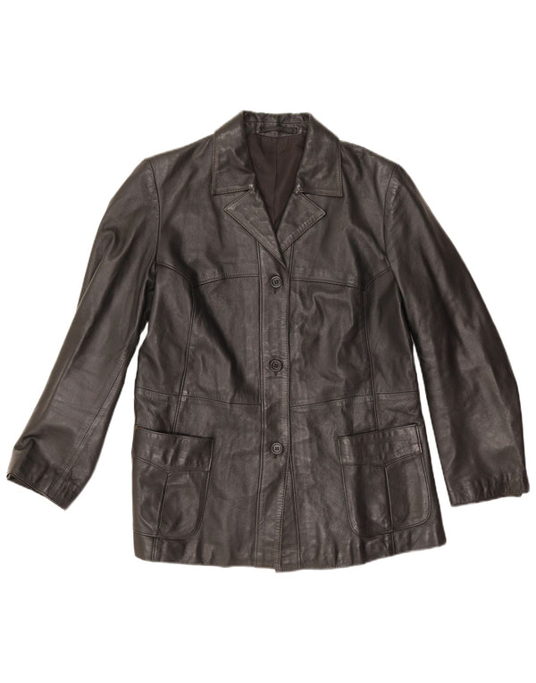 Vintage Damen Lederjacke EU 42 Großes schwarzes Leder