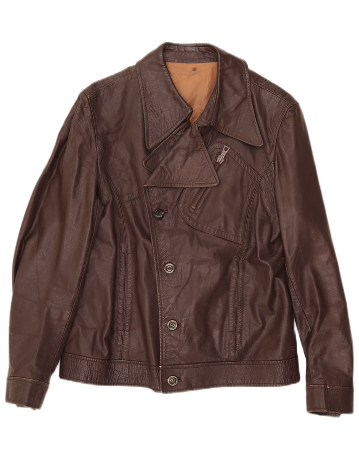 Vintage Herren Leder Bikerjacke UK 34 XS Braun