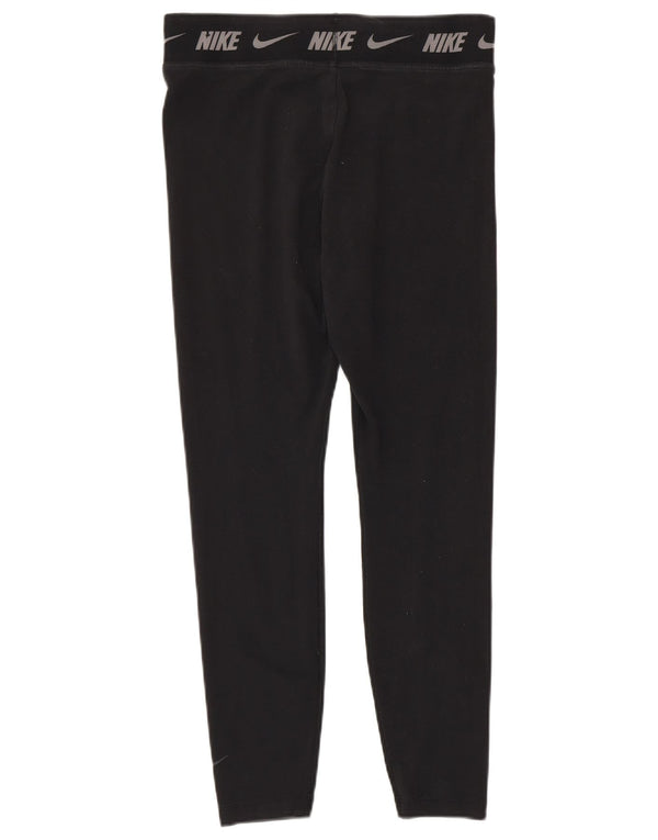 Nike Damen Tight Fit Graphic Leggings UK 14 Große schwarze Baumwolle