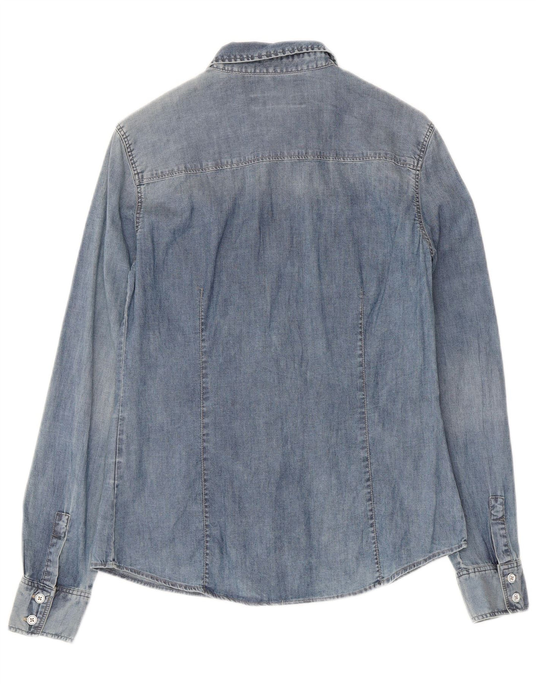 Zara Damen Jeanshemd UK 14 Große blaue Baumwolle