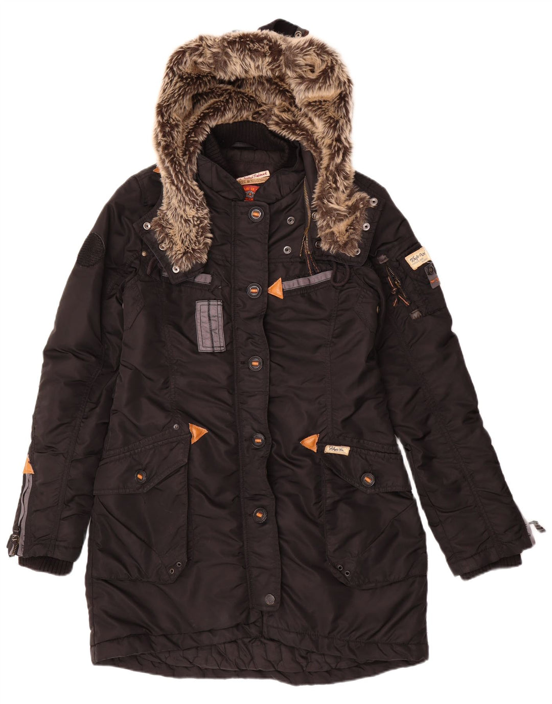 KHUJO Wattierter Damenmantel mit Kapuze, UK 14, Mittelschwarz, Polyester