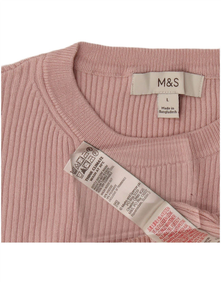 Marks & Spencer Damen T-Shirt Top UK 14 Large Rosa Viskose