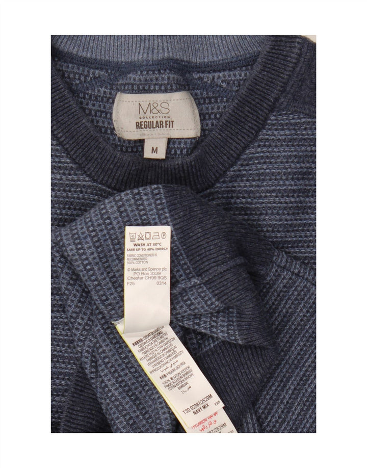 Marks & Spencer Herren-Pullover mit Rundhalsausschnitt, mittleres Marineblau gestreift