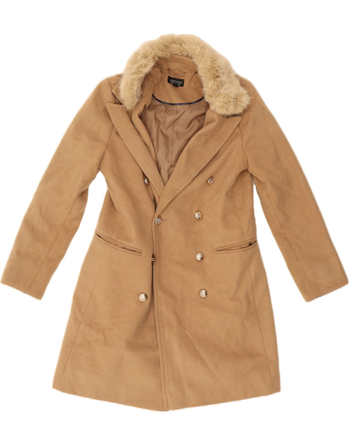 TOPSHOP Womens Double Breasted Coat UK 10 Small Beige Polyester Vintage Topshop and Second-Hand Topshop from Messina Hembry 