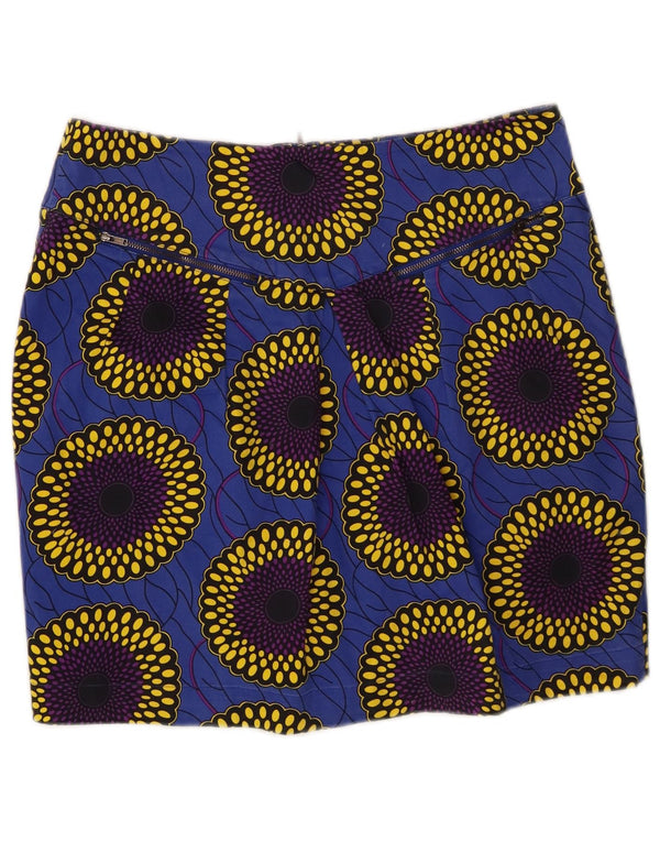 Oasis Damen Mini-Bleistiftrock UK 14 Medium W30 Blau geblümte Baumwolle
