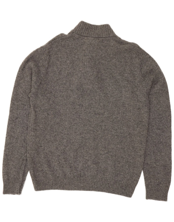 Crew Clothing Herren-Pullover mit Knopfkragen, XL, graue Wolle