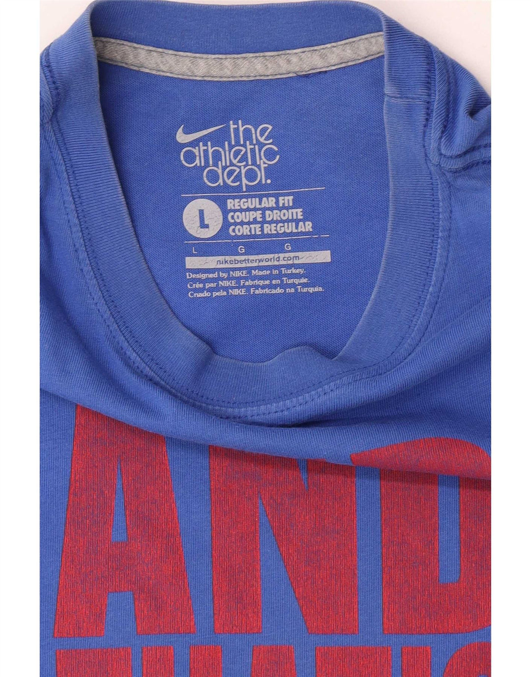 Nike Herren-T-Shirt mit normaler Passform, Grafik, Größe L, Blau