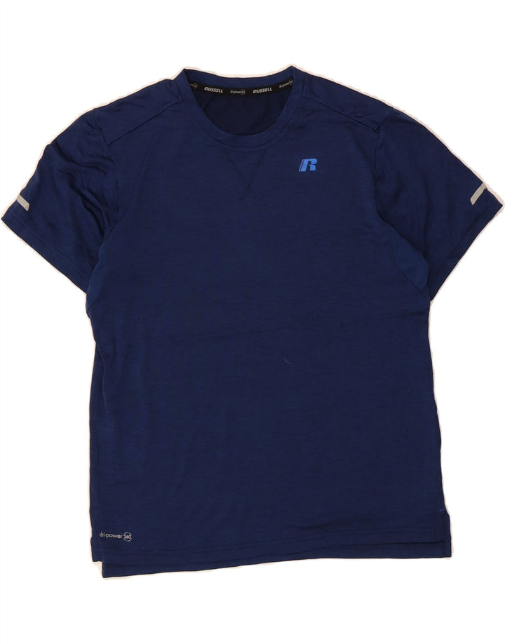 RUSSELL ATHLETIC Mens Dri-Power T-Shirt Top Small Navy Blue Polyester Vintage Russell Athletic and Second-Hand Russell Athletic from Messina Hembry 