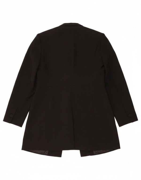 Zara Damen Longline Open Blazer Jacke UK 14 Large Schwarz Acetat