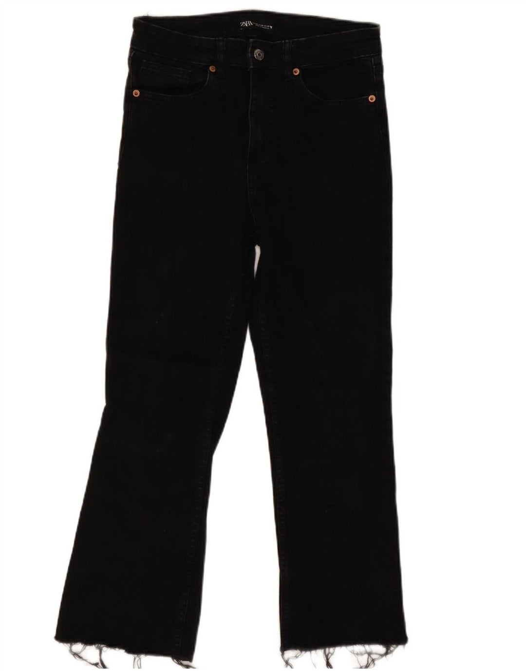 Zara Damen-Cropped-Jeans, EU 40, mittelgroß, W30, L25, schwarze Baumwolle