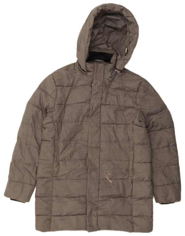 Zara Herren-Mantel mit Kapuze, gepolstert, UK 40, Größe L, grau, Polyester