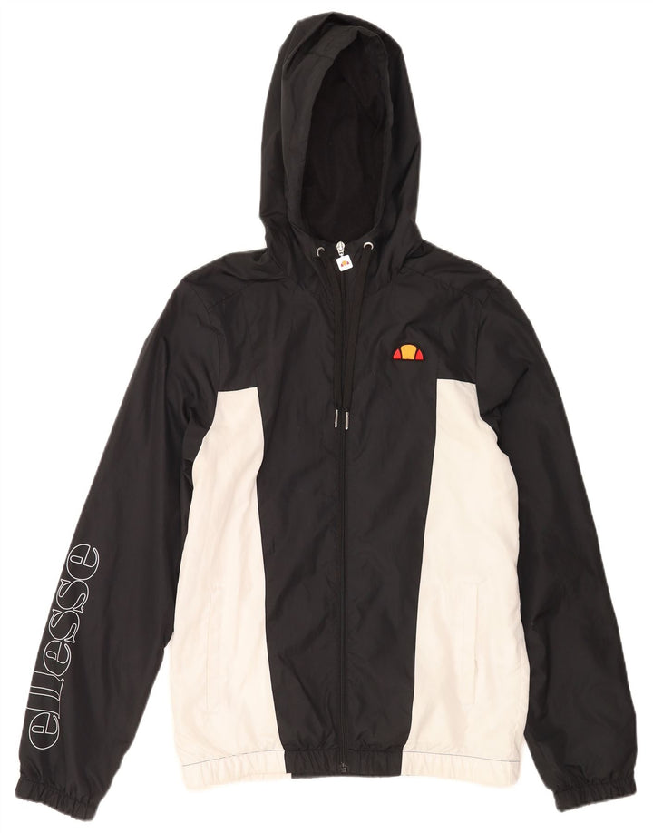 Ellesse Herren-Trainingsanzug mit grafischer Kapuze, Jacke, Größe S, Schwarz, Farbblock
