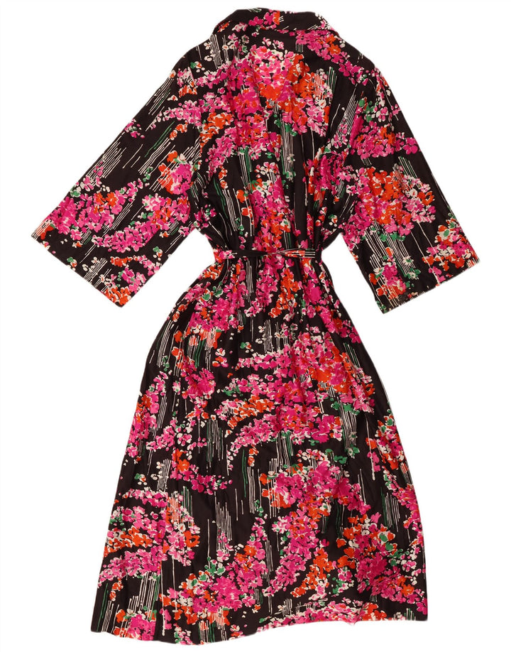 DICEL COURTAULDS Damen 3/4-Ärmel-Hemdkleid IT 52 2XL Schwarz geblümt