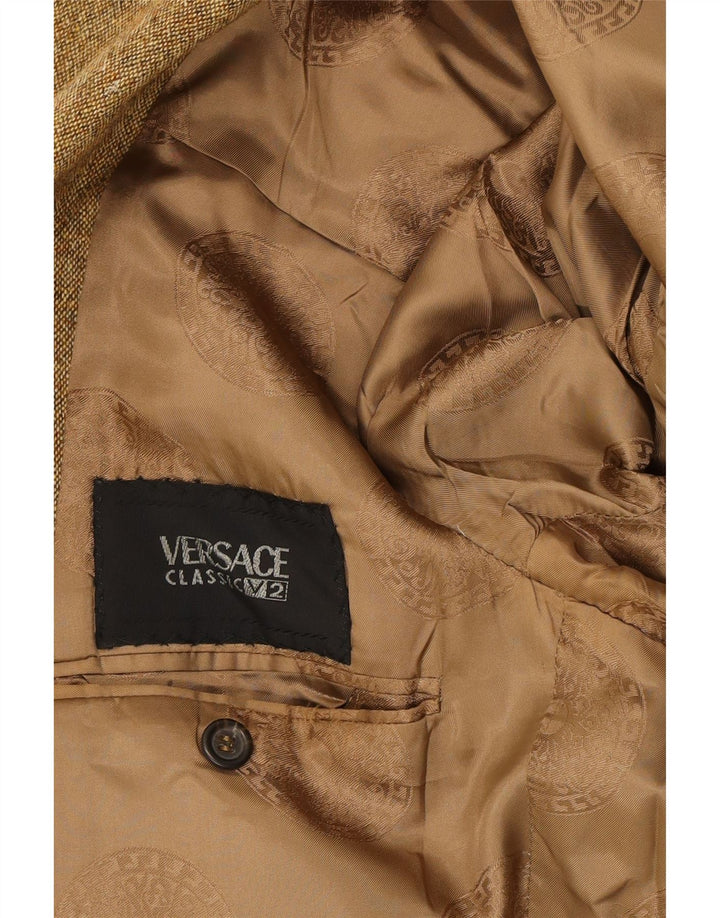 VERSACE Mens 3 Button Blazer Jacket IT 50 Large Brown Flecked Wool Vintage Versace and Second-Hand Versace from Messina Hembry 
