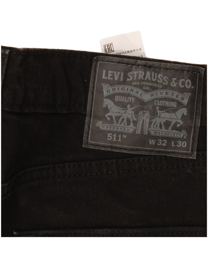 Levi's Herren 511 Slim Jeans W32 L30 schwarze Baumwolle