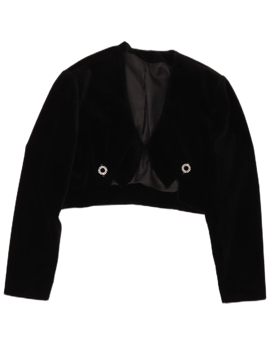 Vintage Damen Bolero Jacke IT 48 XL Schwarz Baumwolle