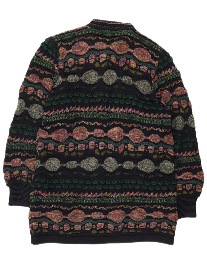 Oskar Haug Damen Strickjacke Pullover UK 14 Mittel Mehrfarbig Geometrisch