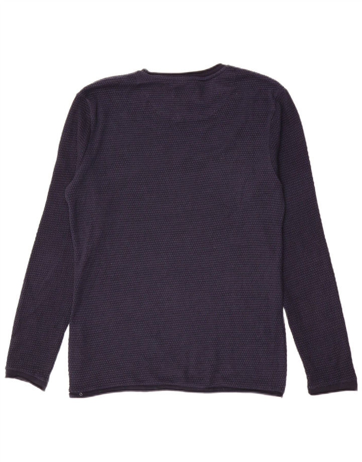 Zara Herren-Pullover mit Rundhalsausschnitt, groß, marineblaues Polyester