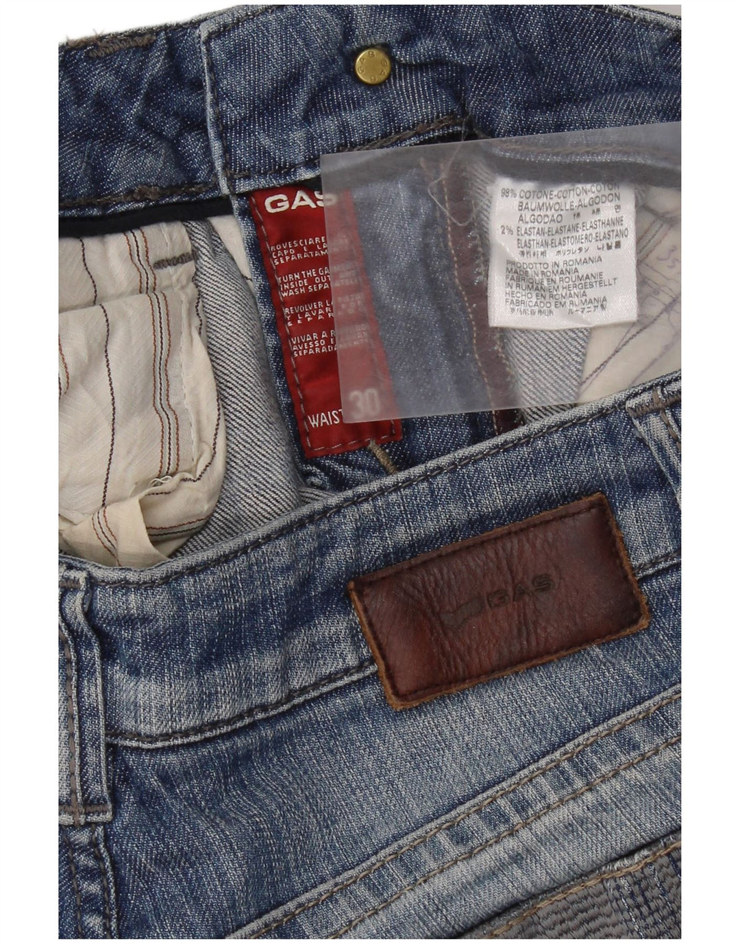 Gas Damen Straight Jeans W30 L31 Blaue Baumwolle