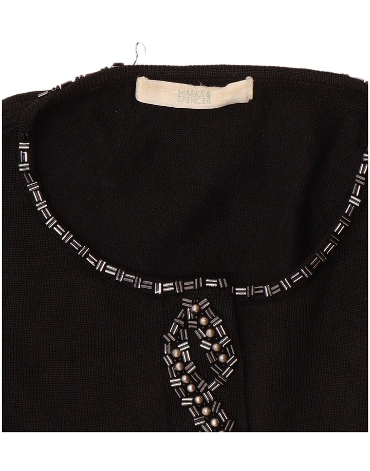 Marks & Spencer Damen Crop Cardigan Pullover UK 12 Medium Schwarz