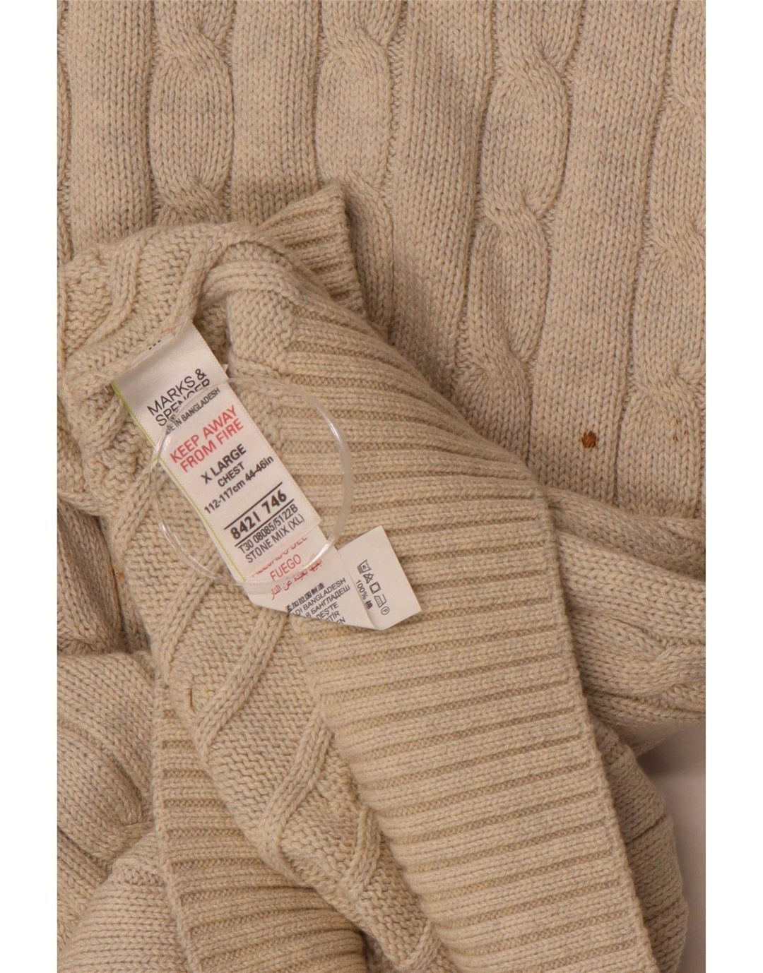 Marks & Spencer Herren-Pullover mit Rundhalsausschnitt, XL, Beige
