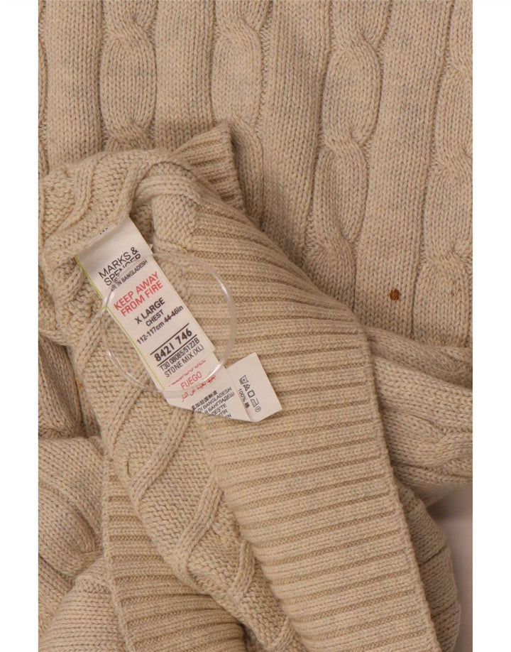 Marks & Spencer Herren-Pullover mit Rundhalsausschnitt, XL, Beige