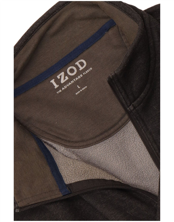 Izod Herren-Sweatshirt mit Reißverschluss am Hals, Größe L, Grau