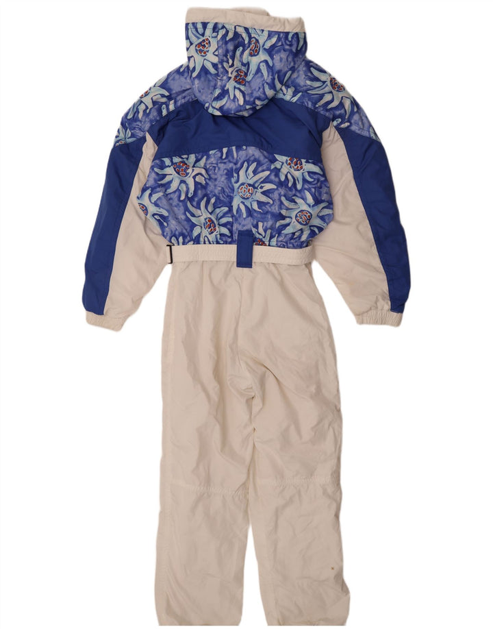 Ellesse Damen-Overall mit Kapuze, übergroßer Ski-Overall, Größe 40, klein, weiß, geblümt