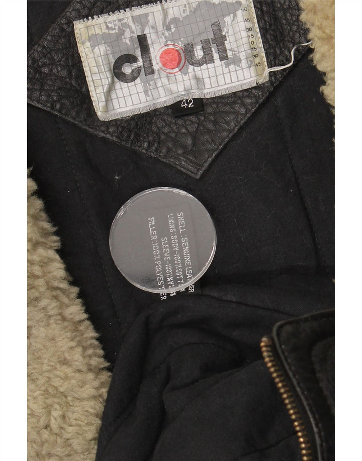 Clout Herren Leder Bikerjacke UK 42 XL Schwarzes Leder