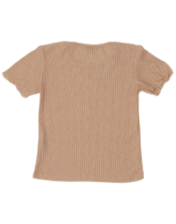 Zara Damen Blusenoberteil UK 10 Small Beige gestreift Polyester