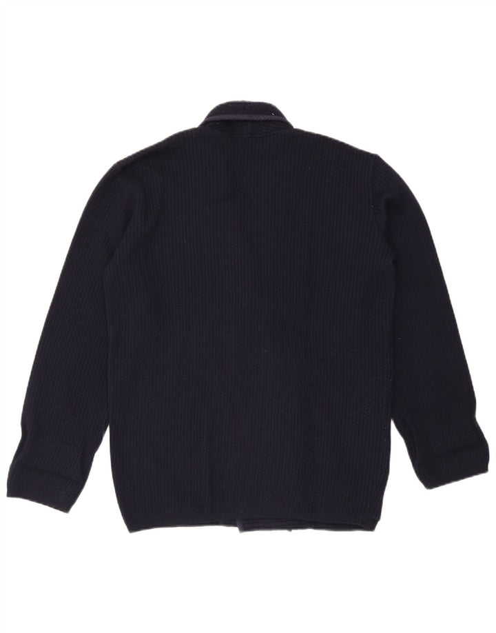 Giuliano Herren-Strickjacke aus mittelblauer Wolle in Marineblau