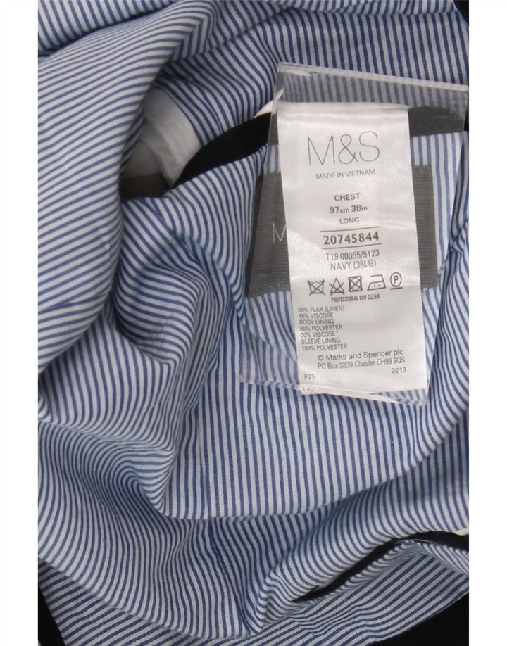 Marks & Spencer Herren-Blazer mit 2 Knöpfen, UK 38, Mittelblau, Leinen