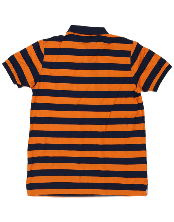 PAUL & SHARK Mens Yachting Graphic Polo Shirt Large Orange Striped Cotton