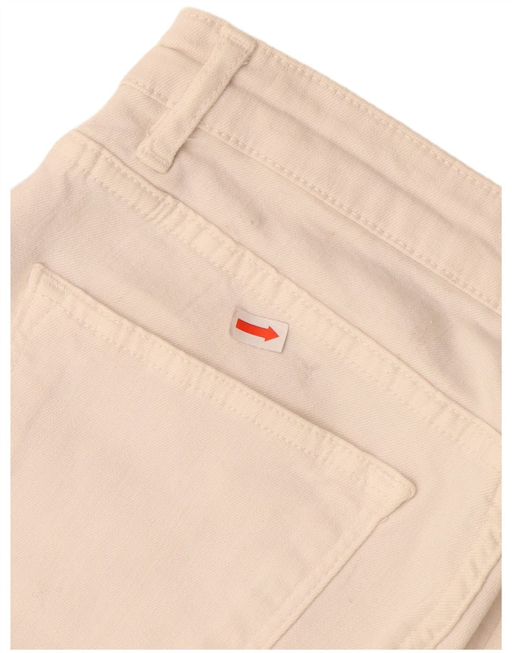 ZARA Damen Bermuda Denim Shorts EU 38 Small W28 Off White