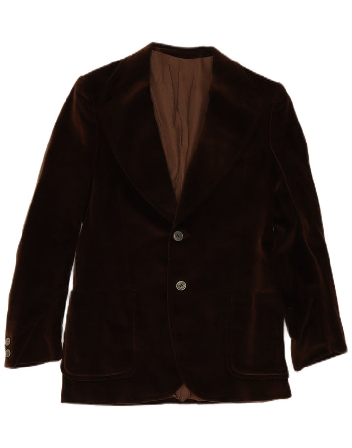 Vintage Damen 2 Knopf Samt Blazer Jacke UK 8 Small Braun