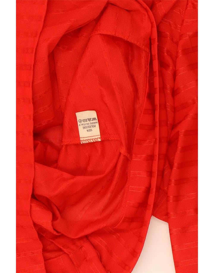 Vintage Damen Crop Shirt Bluse US 5 Kleines rot gestreiftes Polyester