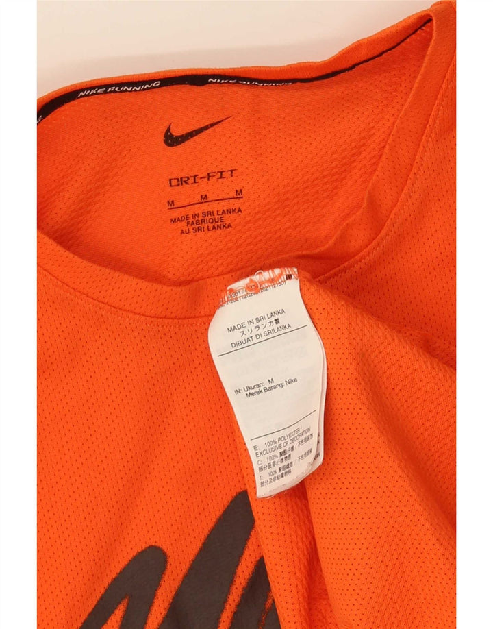 Nike Herren Dri Fit Grafik-T-Shirt-Oberteil aus mittelorangefarbenem Polyester