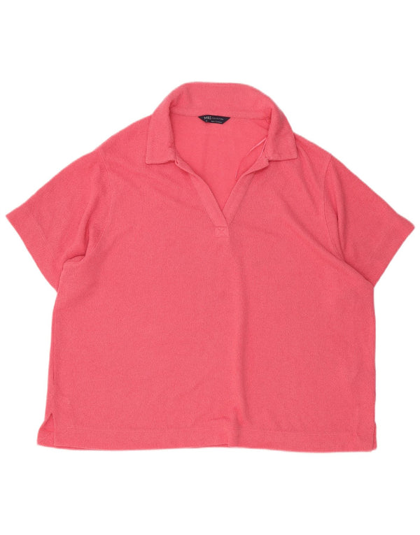 Marks & Spencer Damen Poloshirt UK 22 3XL Rosa Viskose
