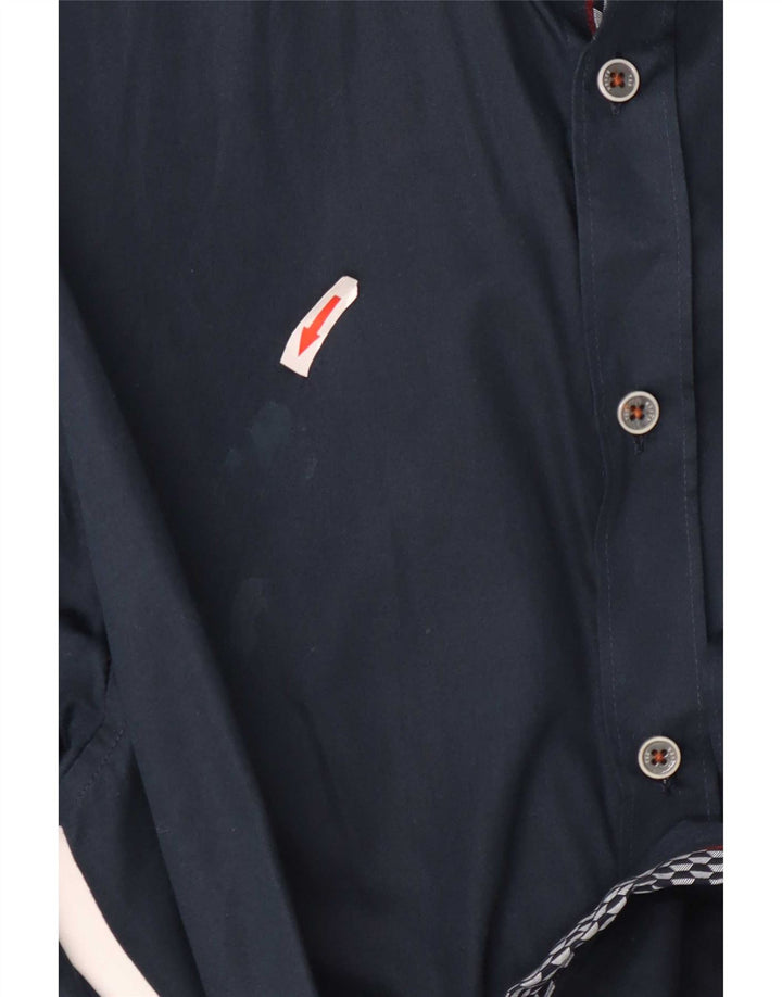 Ted Baker Herrenhemd Größe 6 2XL Marineblaue Baumwolle