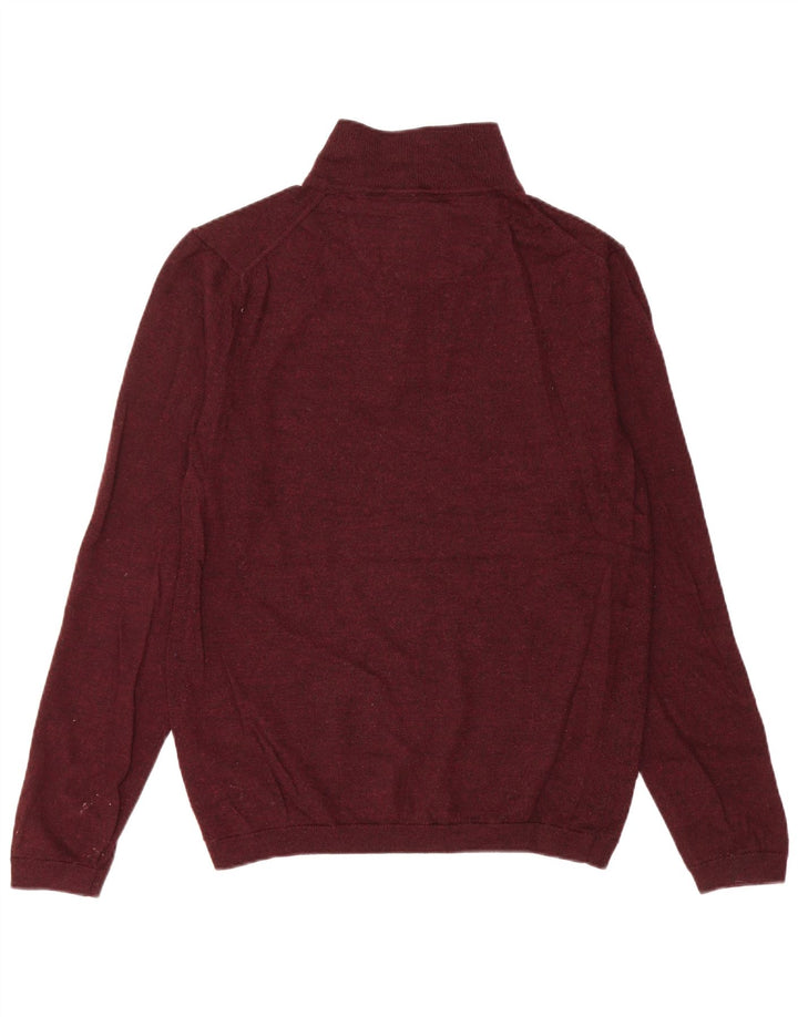 White Stuff Herren-Pullover mit Reißverschluss am Hals, große kastanienbraune Wolle