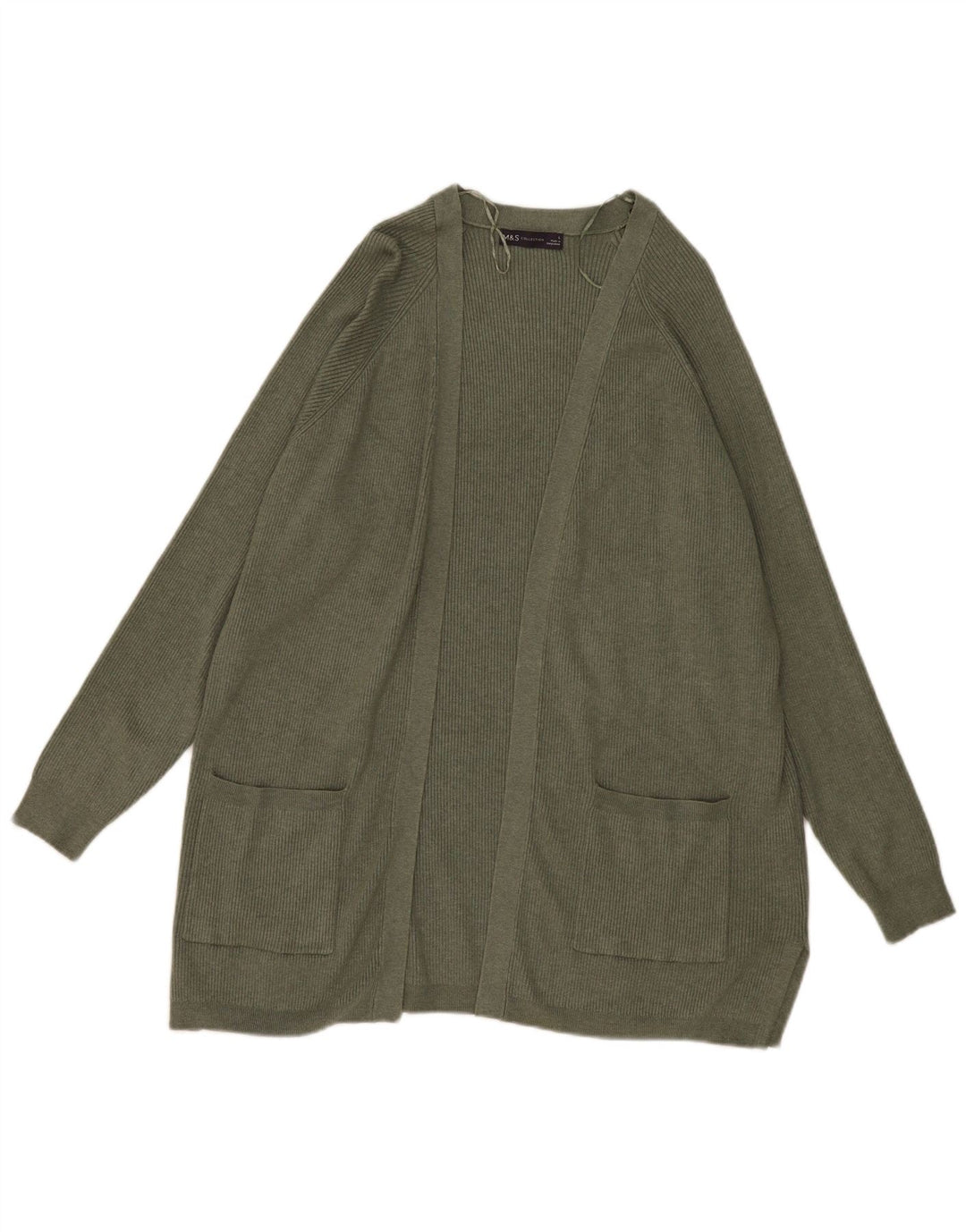 Marks & Spencer Damen Übergroßer offener Cardigan-Pullover UK 16 Large Khaki