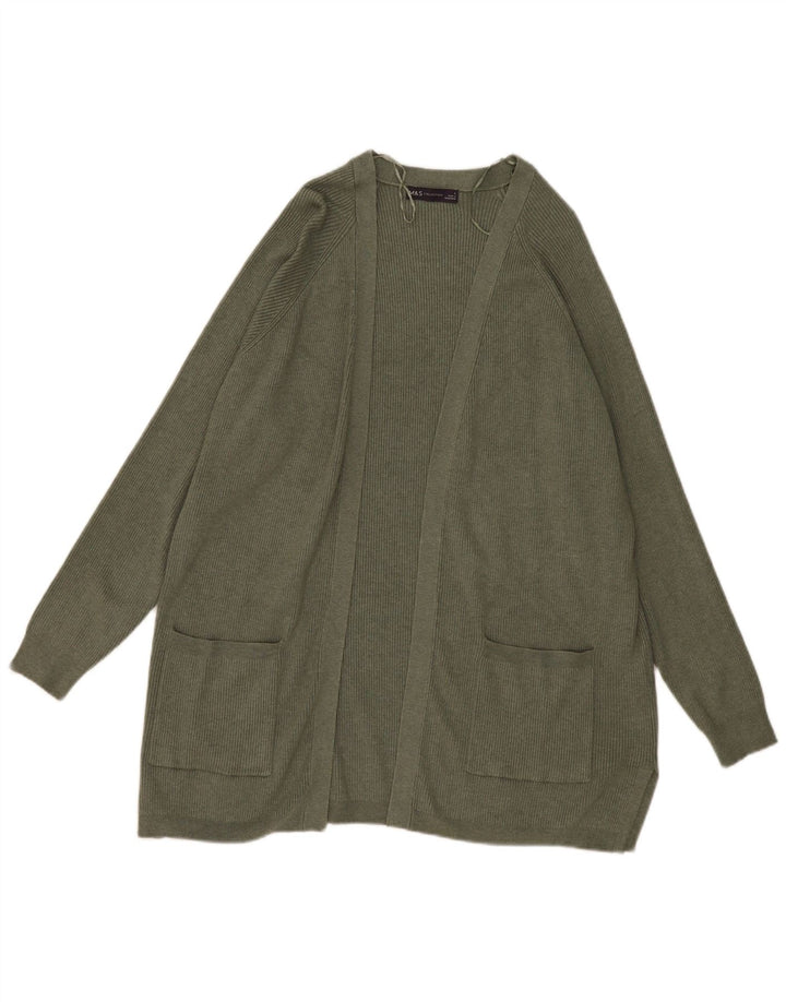 Marks & Spencer Damen Übergroßer offener Cardigan-Pullover UK 16 Large Khaki