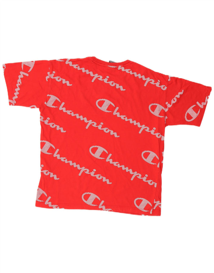 CHAMPION Herren-T-Shirt mit Grafik, Größe L, aus roter Baumwolle