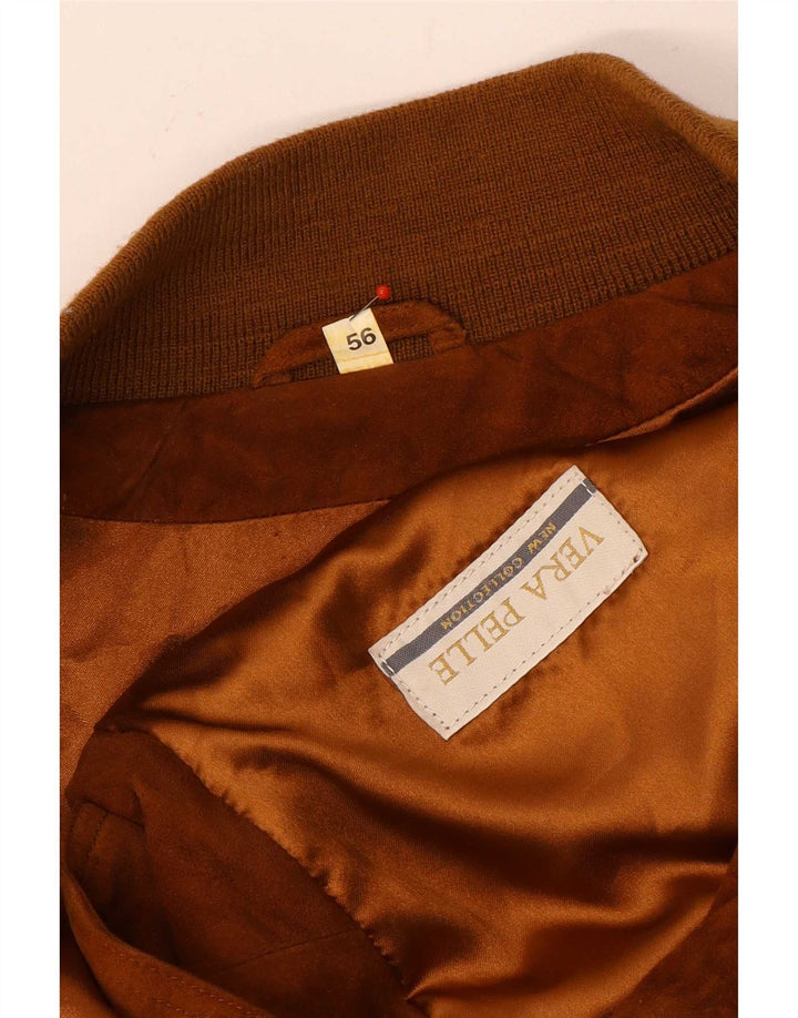 Vintage Herren Wildleder Bomberjacke IT 56 3XL Braunes Leder