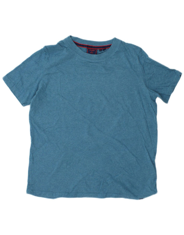 SUPERDRY Damen T-Shirt Top UK 10 Small Blau Baumwolle