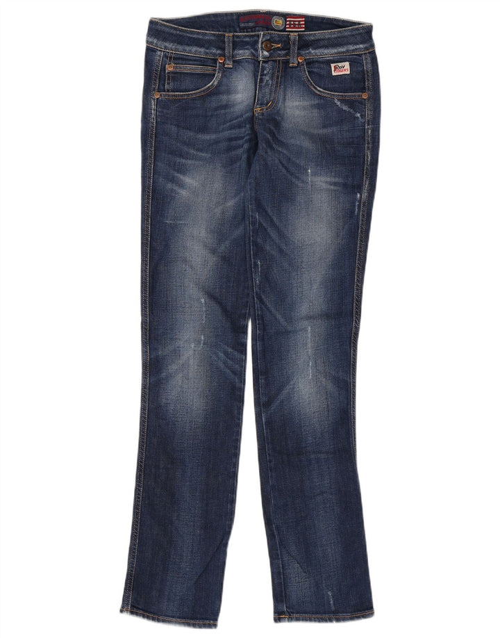 ROY ROGERS Damen Distressed Slim Jeans W27 L33 Blaue Baumwolle