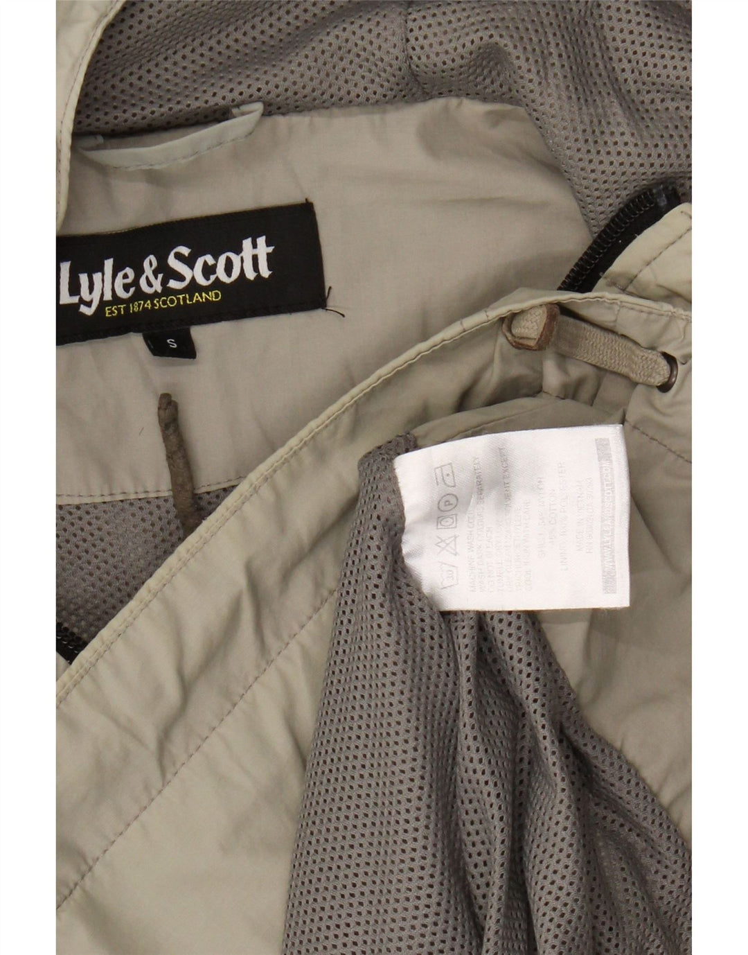 Lyle & Scott Herren-Regenjacke mit Kapuze, UK 36, Small, Beige, Nylon
