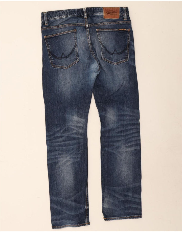 Superdry Herren Straight Jeans W32 L30 Blaue Baumwolle