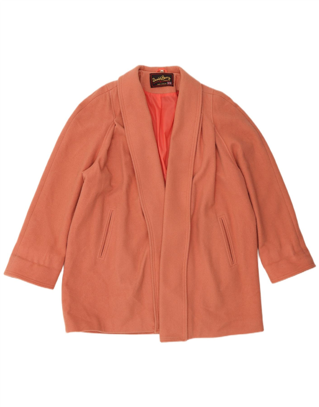 David Barry Womens Open Overcoat UK 18 XL Rosa Schurwolle