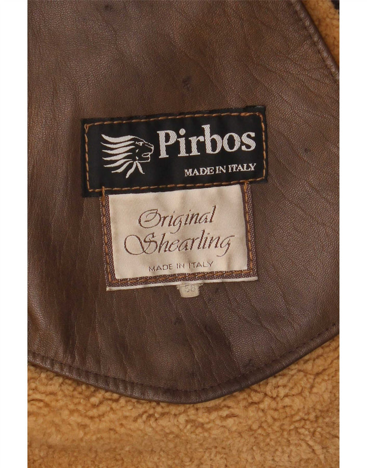 Pirbos Herren Shearling Jacke IT 58 4XL Braunes Shearling